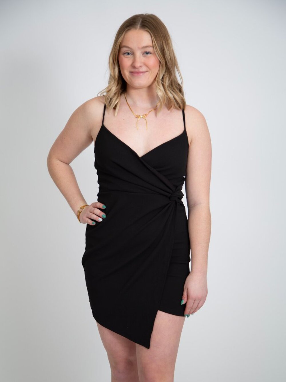Twist Side Asymmetrical Mini Dress